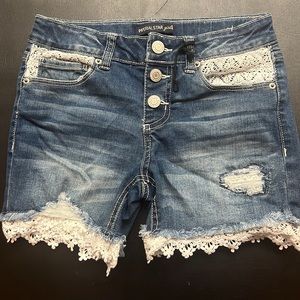 Denim and lace girls size 10 shorts never worn